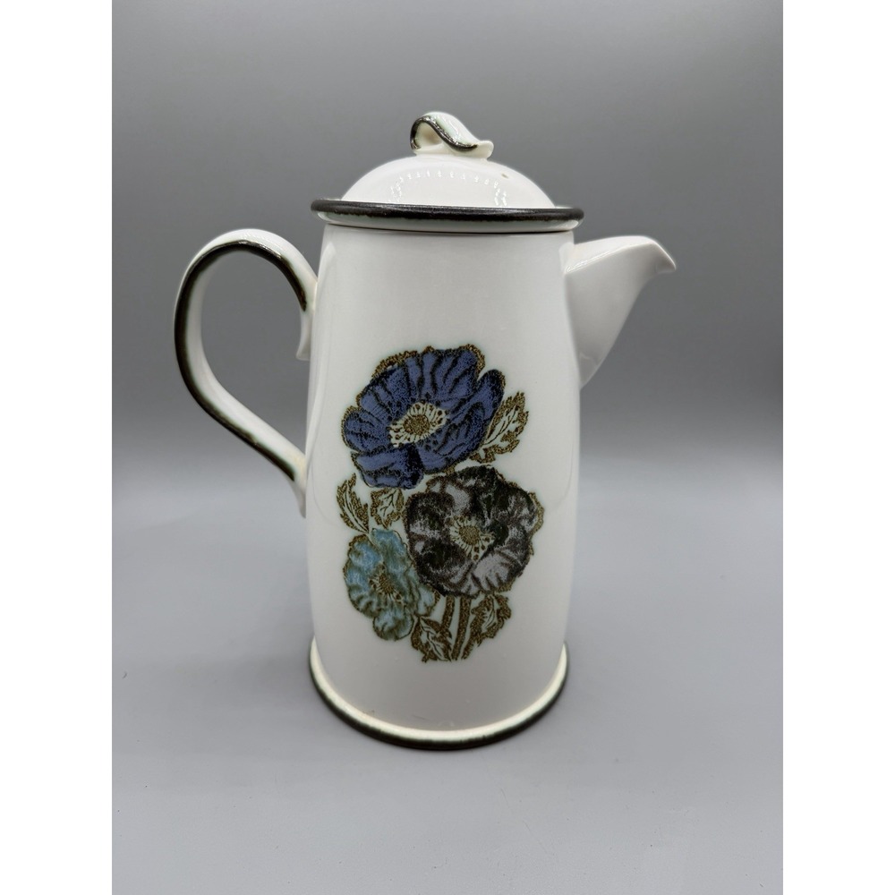 Wedgwood IONA Coffee Pot Pitcher Blue Poppy Floral 10" Tall Made In England